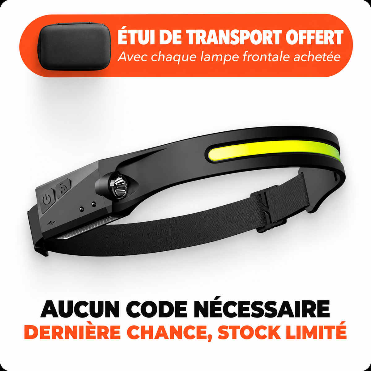 Lampe frontale LED, rechargeable et mains libres
