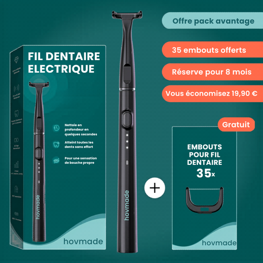 Offre avantage de fil dentaire électrique incluant 35 embouts