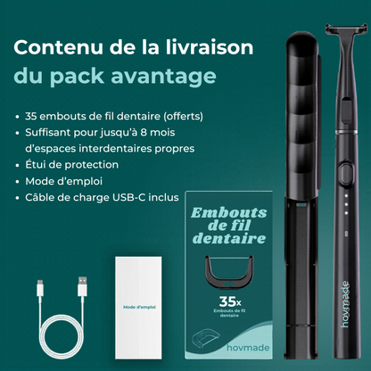 Offre avantage de fil dentaire électrique incluant 35 embouts